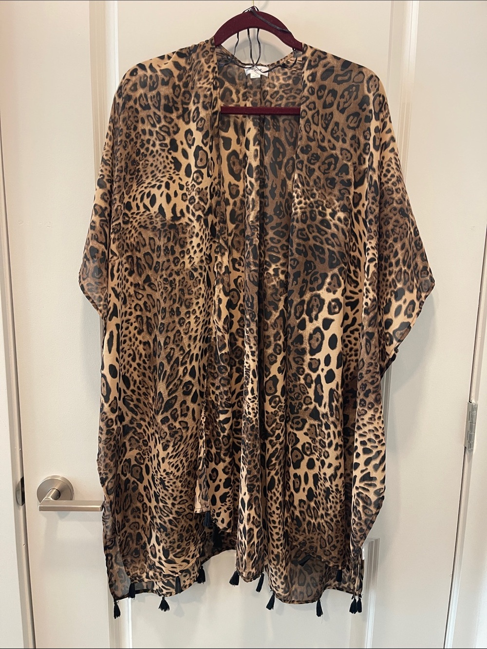 Ultra Pink Brand Leopard Print Sheer Kimono Jacket